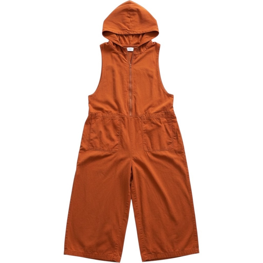 Free People Jumpsuit Womens XL Orange Sleeveless Hooded Cotton Utility Baggy